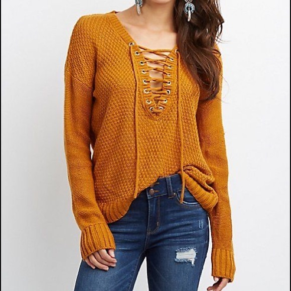 Charlotte Russe Sweaters - Charlotte Russe Lace Up Sweater